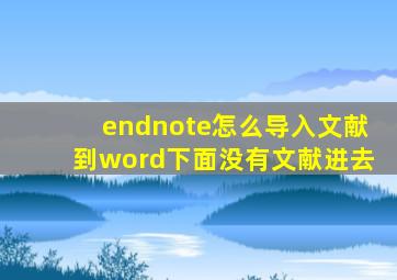 endnote怎么导入文献到word下面没有文献进去
