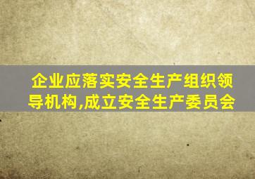 企业应落实安全生产组织领导机构,成立安全生产委员会