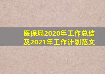 医保局2020年工作总结及2021年工作计划范文