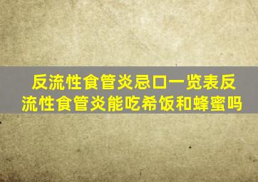 反流性食管炎忌口一览表反流性食管炎能吃希饭和蜂蜜吗