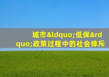 城市“低保”政策过程中的社会排斥