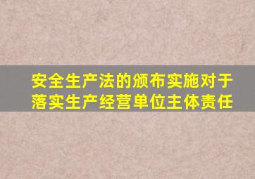 安全生产法的颁布实施对于落实生产经营单位主体责任