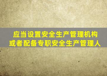 应当设置安全生产管理机构或者配备专职安全生产管理人