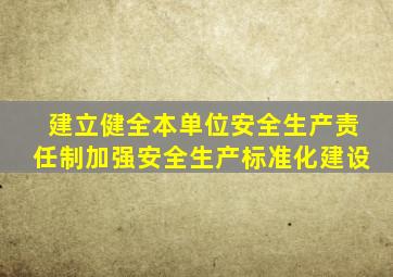 建立健全本单位安全生产责任制加强安全生产标准化建设