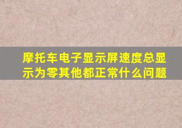 摩托车电子显示屏速度总显示为零其他都正常什么问题