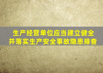 生产经营单位应当建立健全并落实生产安全事故隐患排查